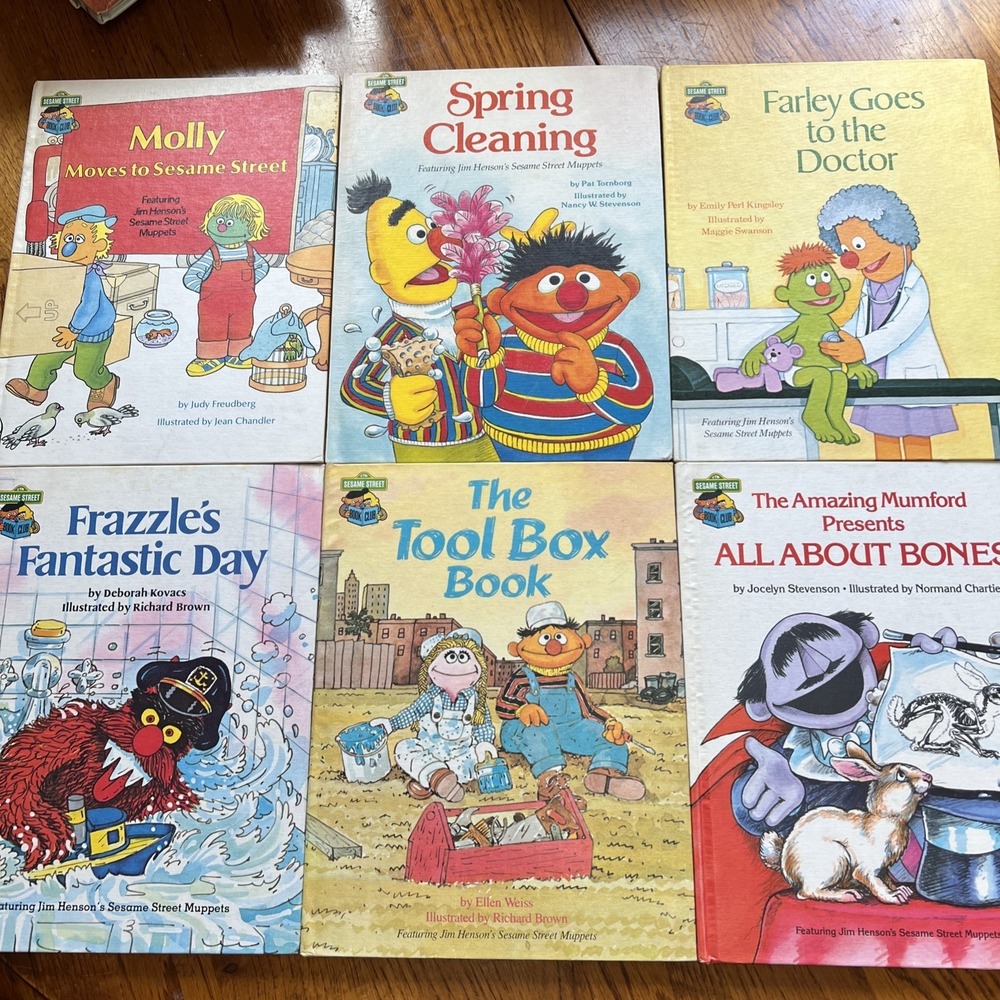6 Vintage Sesame Street Book Club Hardcover Books 1980s Lot Of‎ Six  #lot 1